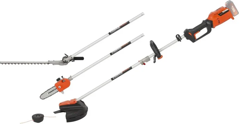 4-in-1 Tuin Multitool op batterijen POWDPG7553 - 40 V tuingereedschap, heggenschaar, trimmer, kettingzaag en bosmaaier op accu, zonder accu en lader by Powerplus – product image