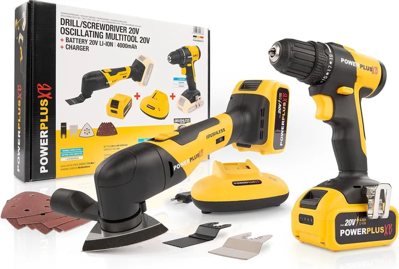 Accu Gereedschapsset POWX00830 - Schroefboormachine van 20 V voor Hout en Metaal - incl. Batterij, Lader en Accessoires de Powerplus – image du produit