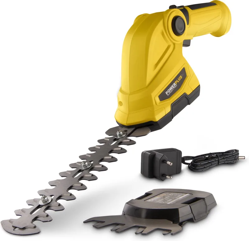 Accu-gras- en haagschaar POWXG2033 - 7,2 V accu-heggenschaar met accu en lader, 2 in 1 snoeien en trimmen, tuingereedschap voor struiken, hagen en planten by Powerplus – product image