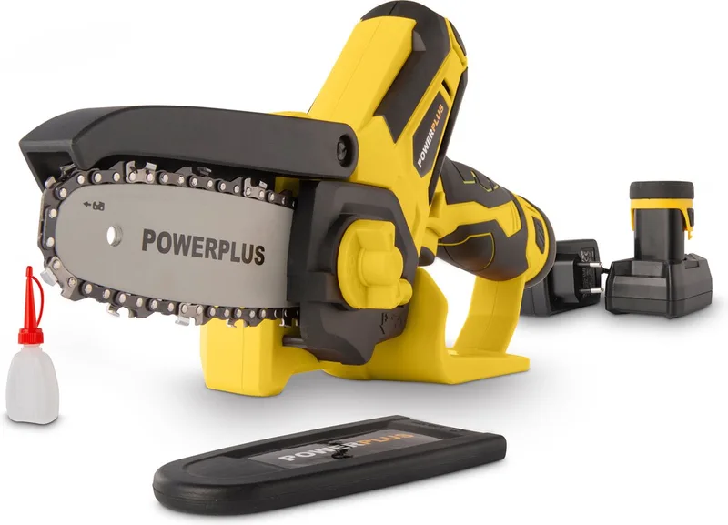 Accu-mini-kettingzaag POWXG1045 - Snoeizaag op batterij van 12 V, met accu en lader, zaagblad van 10 cm met 14, tuingereedschap van Powerplus – productafbeelding
