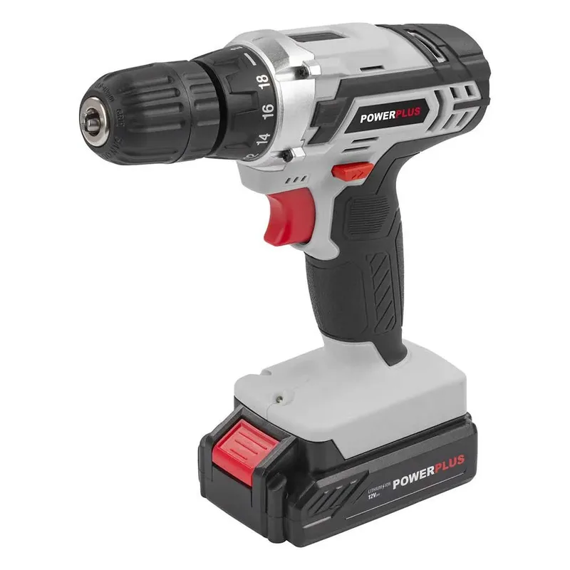 Accuboormachine POWC1051 - Schroefboormachine op Batterij van 12 V voor Hout en Metaal - incl. Batterij, Lader en Koffer fra Powerplus – produktbillede 2 af 6