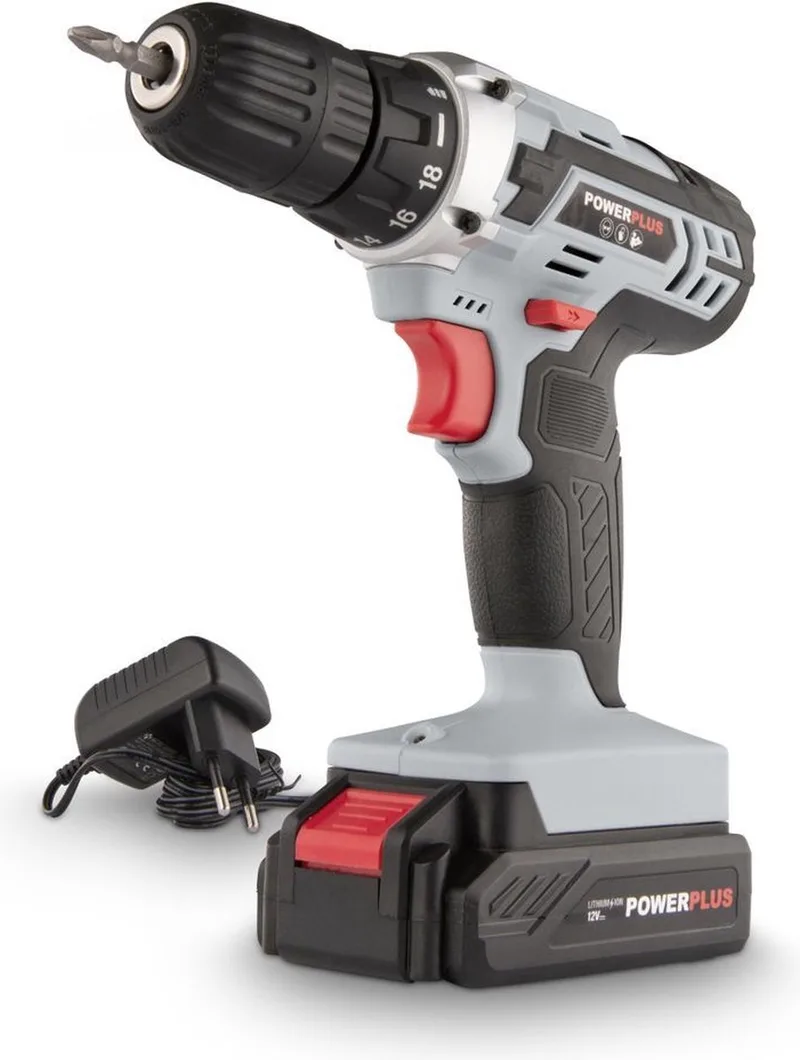 Accuboormachine POWC1051 - Schroefboormachine op Batterij van 12 V voor Hout en Metaal - incl. Batterij, Lader en Koffer fra Powerplus – produktbillede 1 af 6
