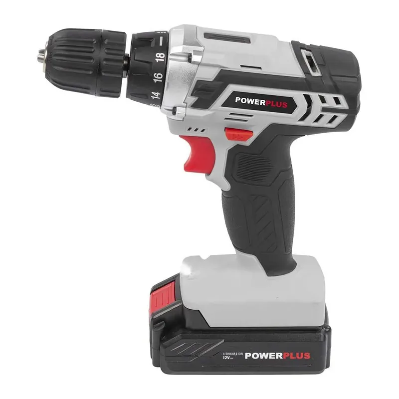 Accuboormachine POWC1051 - Schroefboormachine op Batterij van 12 V voor Hout en Metaal - incl. Batterij, Lader en Koffer fra Powerplus – produktbillede 3 af 6