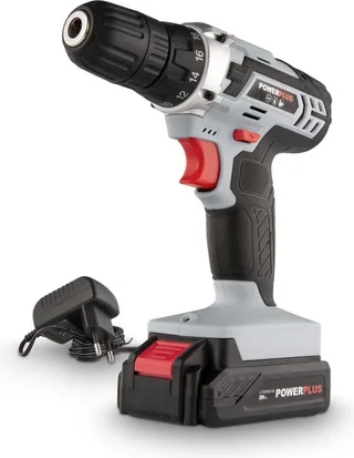 Accuboormachine POWC1071 - Schroefboormachine op Batterij van 20 V voor Hout en Metaal - incl. Batterij, Lader en Koffer van Powerplus – productafbeelding 1 van 6