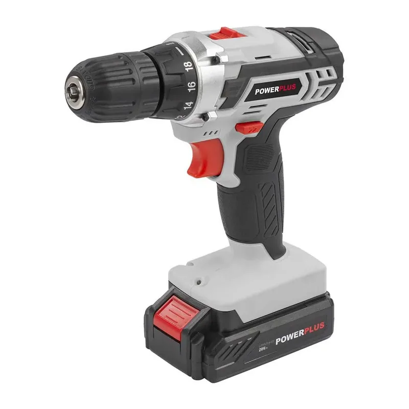 Accuboormachine POWC1071 - Schroefboormachine op Batterij van 20 V voor Hout en Metaal - incl. Batterij, Lader en Koffer van Powerplus – productafbeelding 3 van 6