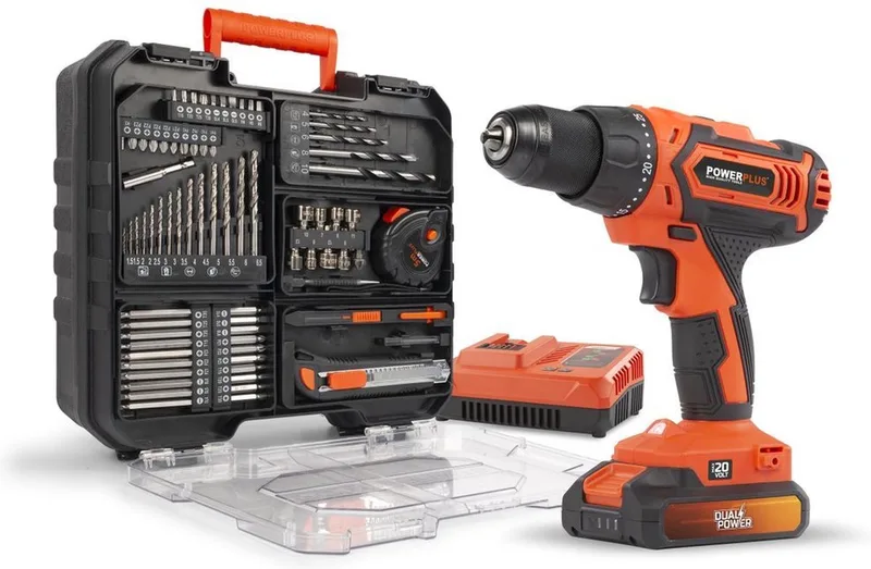 Accuboormachine POWDP15300 - Schroefboormachine op Batterij van 20 V voor Hout en Metaal - incl. Batterij, Lader en Koffer by Powerplus – product image