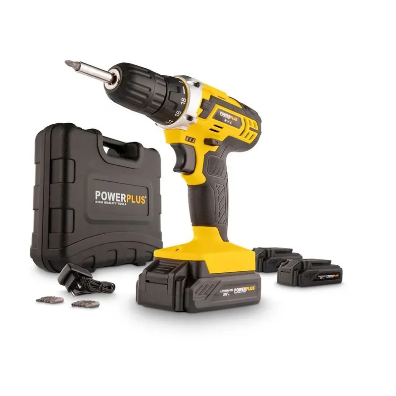 Accuboormachine POWX00501 - Schroefboormachine op Batterij van 20 V voor Hout en Metaal - incl. Batterij, Lader en Bits van Powerplus – productafbeelding 4 van 5