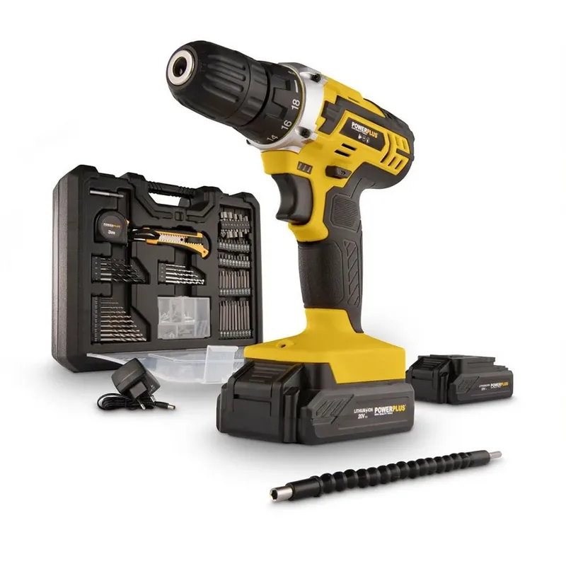 Accuboormachine POWX00830 - Schroefboormachine op Batterij van 20 V voor Hout en Metaal - incl. Batterij, Lader en Bits van Powerplus – productafbeelding 4 van 4
