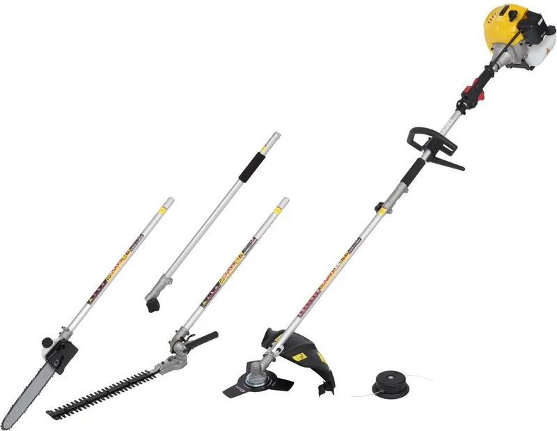 Benzine 4-in-1 Tuin Multitool POWXG3026 - 42.7 cc tuingereedschap, benzine heggenschaar, trimmer, kettingzaag en bosmaaier, 1.16 L tankinhoud de Powerplus – image du produit