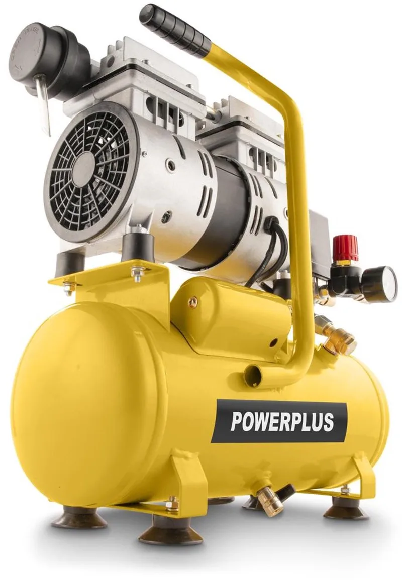Compressor POWX17230S - geen olie -550W- 6L -geluidsarm de Powerplus, Jaune – image du produit 1 sur 2