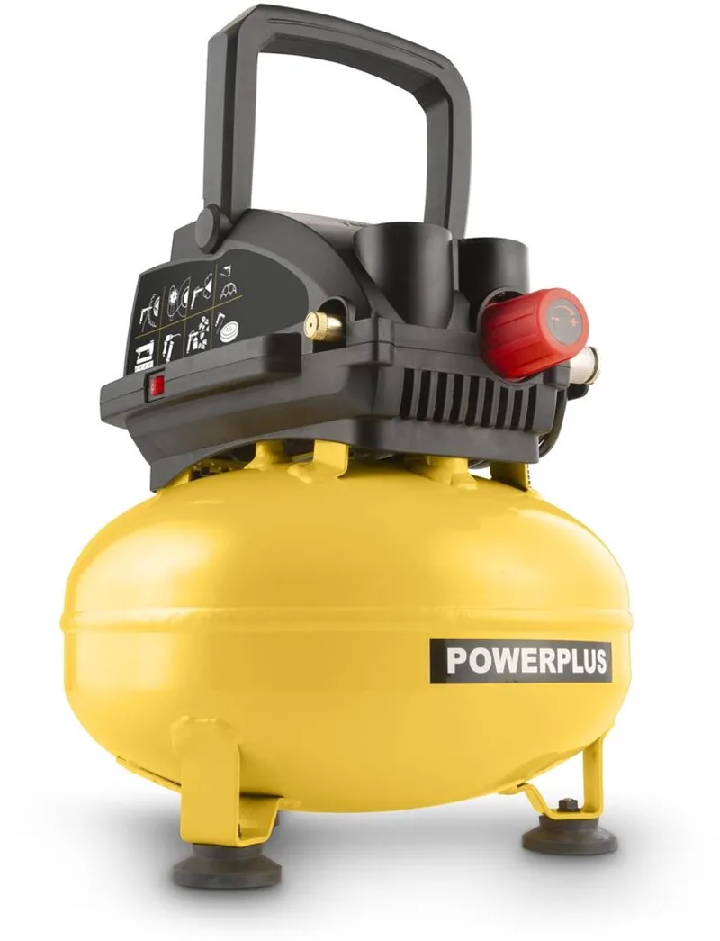 Compressor POWX17245 - Compressor geen olie - pancakemodel -750W -11L by Powerplus, Yellow – product image 1 of 2