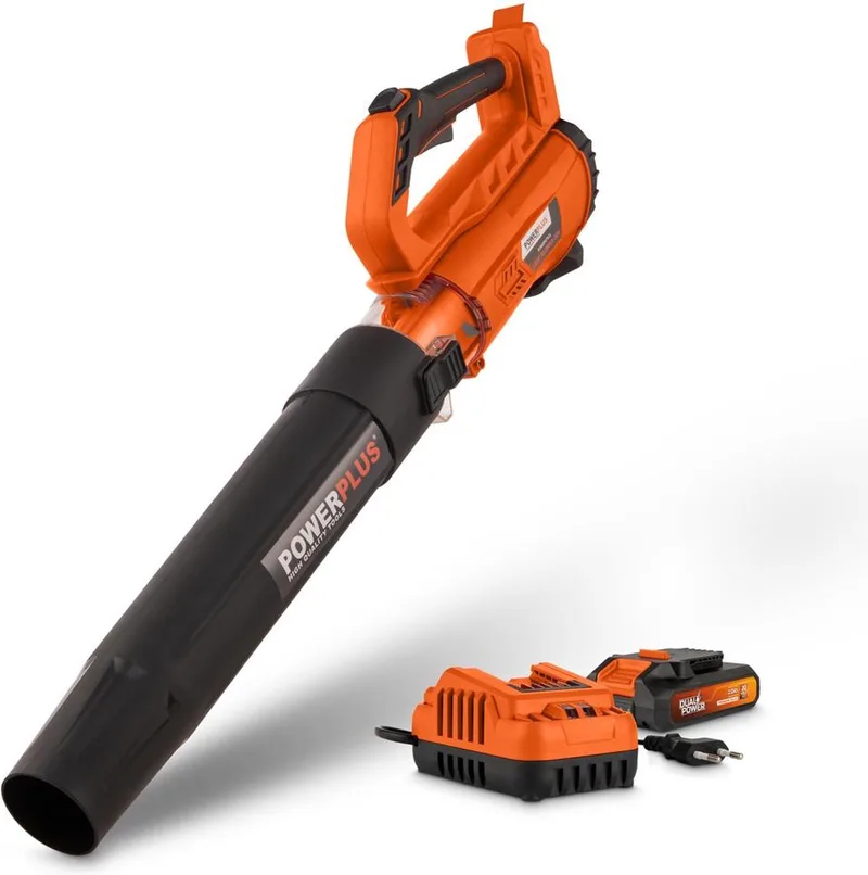 Dual Power 20V Accu-Bladblazer POWDPGLBS1 - Bladblazer op batterij van 20 V, bladverzamelaar, maximale luchtsnelheid van 145 km/h, met accu en lader by Powerplus – product image