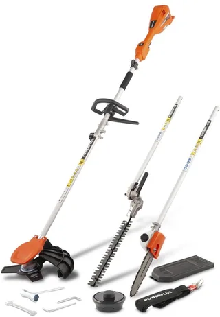 Dual Power 4-in-1 Tuin Multitool op batterijen POWDPG75530 - 40 V tuingereedschap, heggenschaar, trimmer, kettingzaag en bosmaaier op accu, zonder accu en lader van Powerplus – productafbeelding 1 van 2