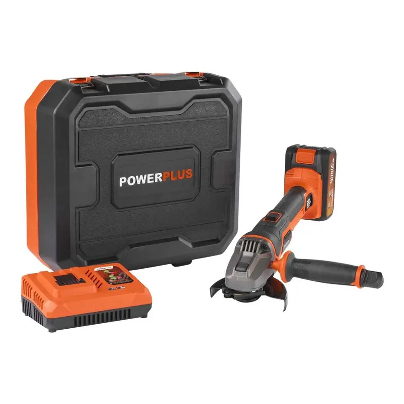 Dual Power accu haakse slijper POWDP35150 - 20V slijpmachine - slijpschijf 115mm ᴓ, met accu 5.0-2.5Ah en lader fra Powerplus – produktbillede 2 af 6