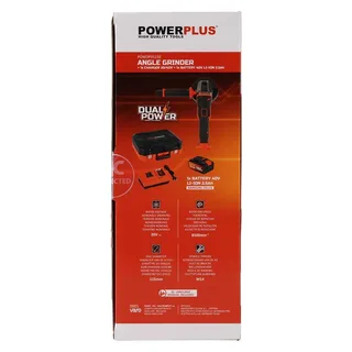 Dual Power accu haakse slijper POWDP35150 - 20V slijpmachine - slijpschijf 115mm ᴓ, met accu 5.0-2.5Ah en lader fra Powerplus – produktbillede 6 af 6
