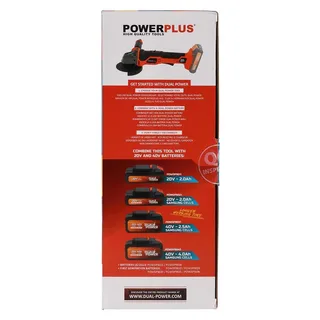 Dual Power accu haakse slijper POWDP35150 - 20V slijpmachine - slijpschijf 115mm ᴓ, met accu 5.0-2.5Ah en lader fra Powerplus – produktbillede 5 af 6