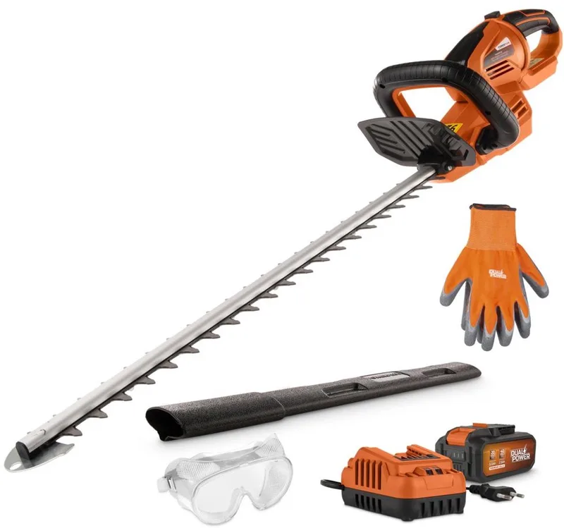 Dual Power Accu-Heggenschaar POWDPGSET45 - Accu-haagschaar van 40 V, met accu en lader, mes van 670 mm en snijafstand van 24 mm, tuingereedschap by Powerplus – product image