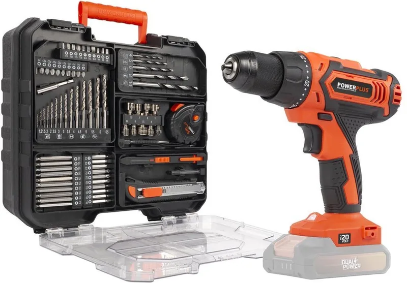 Dual Power - POWDP15110 - 20 V - Geborsteld - Schroefboormachine - 20V - 78 acc. - excl. batterij en lader van Powerplus – productafbeelding
