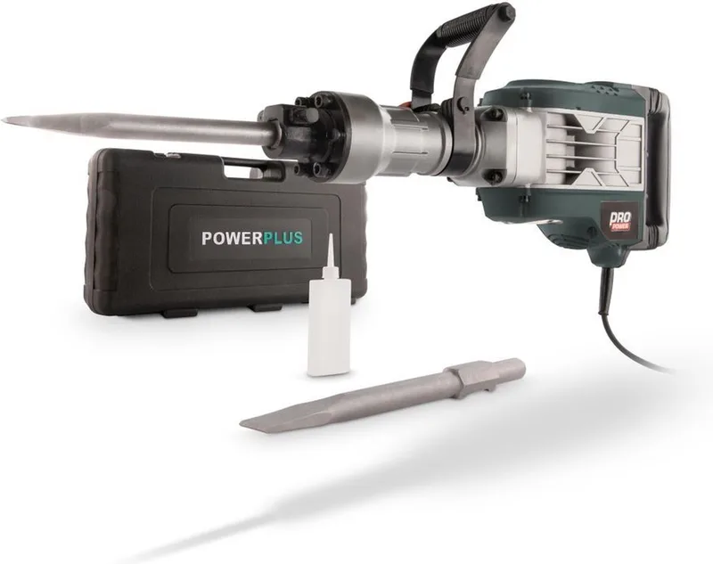 Elektrische Breekhamer POWP3060 - 1700 W vermogen en 50 Joule slagkracht - 2000 slagen per minuut - Puntbeitel en platte HEX-beitel inbegrepen - Zeshoekige aansluiting de Powerplus – image du produit