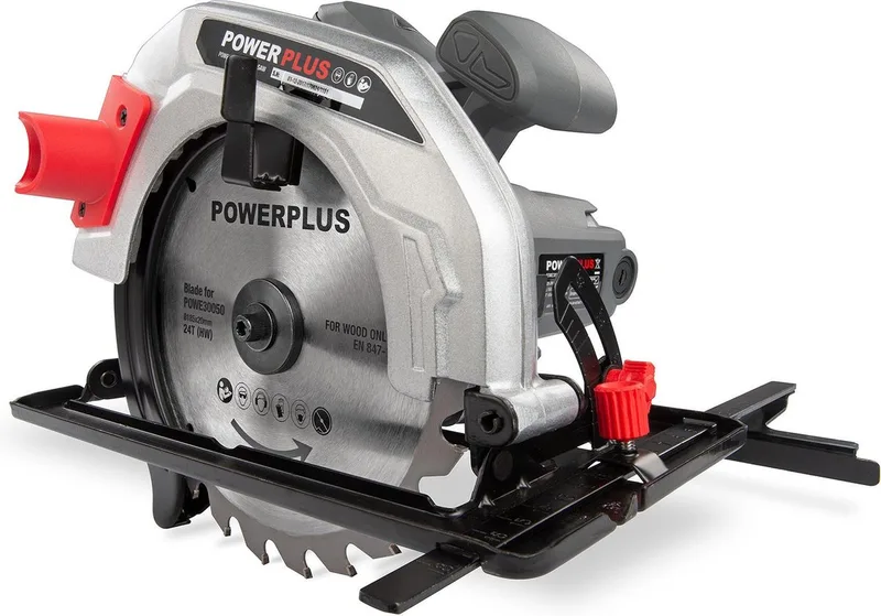 elektrische cirkelzaag POWE30050 - 1200W compact gereedschap, Ø185mm - zijgeleider - met 1 acc. van Powerplus – productafbeelding 1 van 6