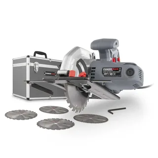 elektrische cirkelzaag POWESET4 - 1200W compact gereedschap, Ø185mm - zijgeleider - met 4 acc. van Powerplus – productafbeelding 2 van 6
