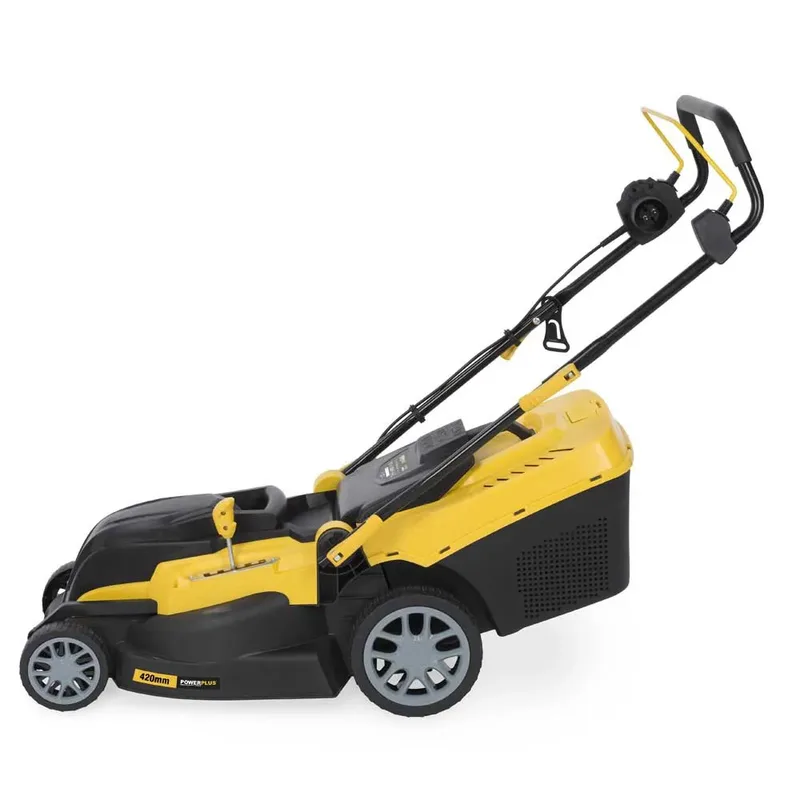 Elektrische Grasmaaier POWXG6281 - 2000 W, 420 mm Ø grasmaaier met grasopvangbak, mulching en achteruitworp van Powerplus – productafbeelding 4 van 6