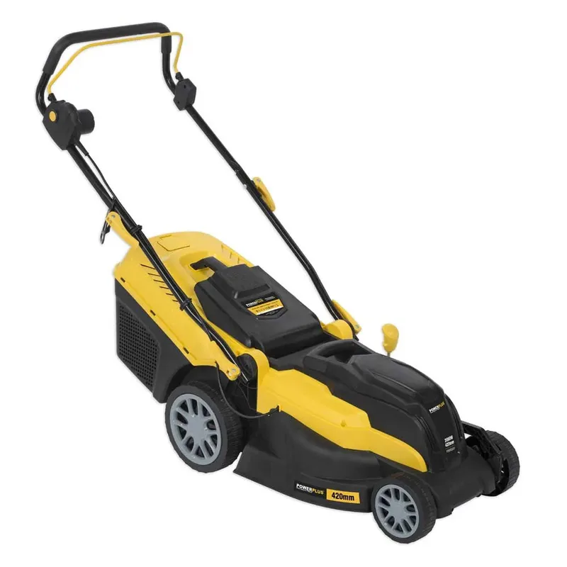 Elektrische Grasmaaier POWXG6281 - 2000 W, 420 mm Ø grasmaaier met grasopvangbak, mulching en achteruitworp van Powerplus – productafbeelding 2 van 6