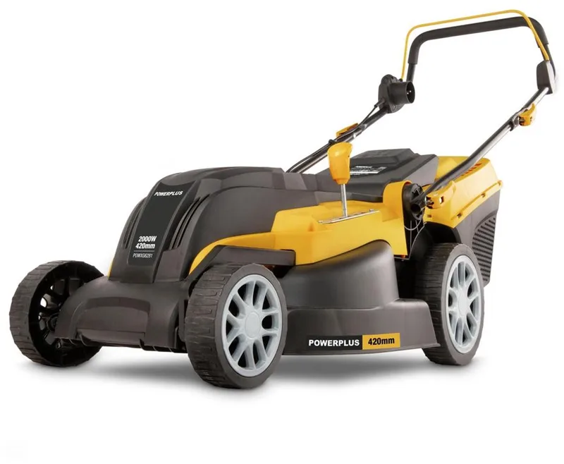 Elektrische Grasmaaier POWXG6281 - 2000 W, 420 mm Ø grasmaaier met grasopvangbak, mulching en achteruitworp van Powerplus – productafbeelding 1 van 6