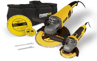 elektrische haakse slijper set POWX06250 - 2 slijpers 2000W + 750 W - slijpschijf 230mmᴓ + 115mmᴓ, power tool set, 4 acc. fra Powerplus – produktbillede 1 af 6