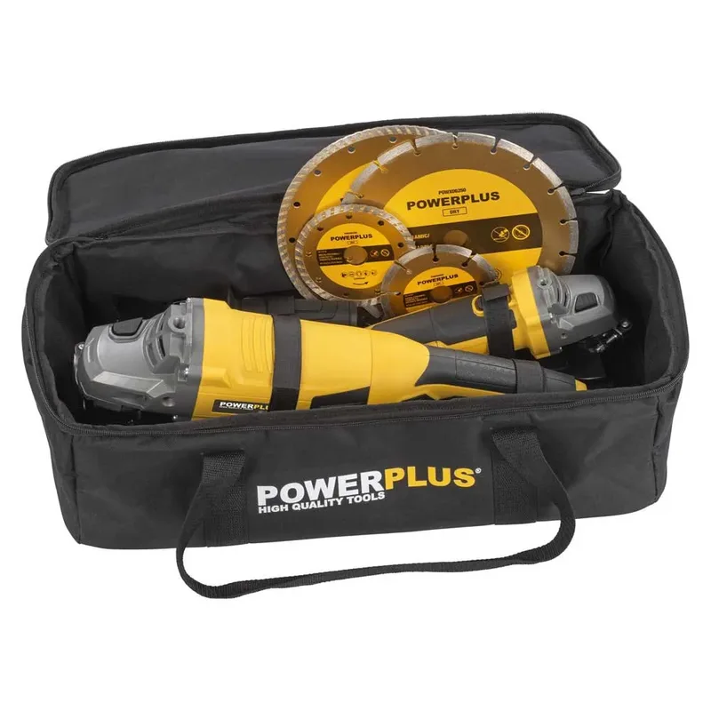 elektrische haakse slijper set POWX06250 - 2 slijpers 2000W + 750 W - slijpschijf 230mmᴓ + 115mmᴓ, power tool set, 4 acc. fra Powerplus – produktbillede 5 af 6