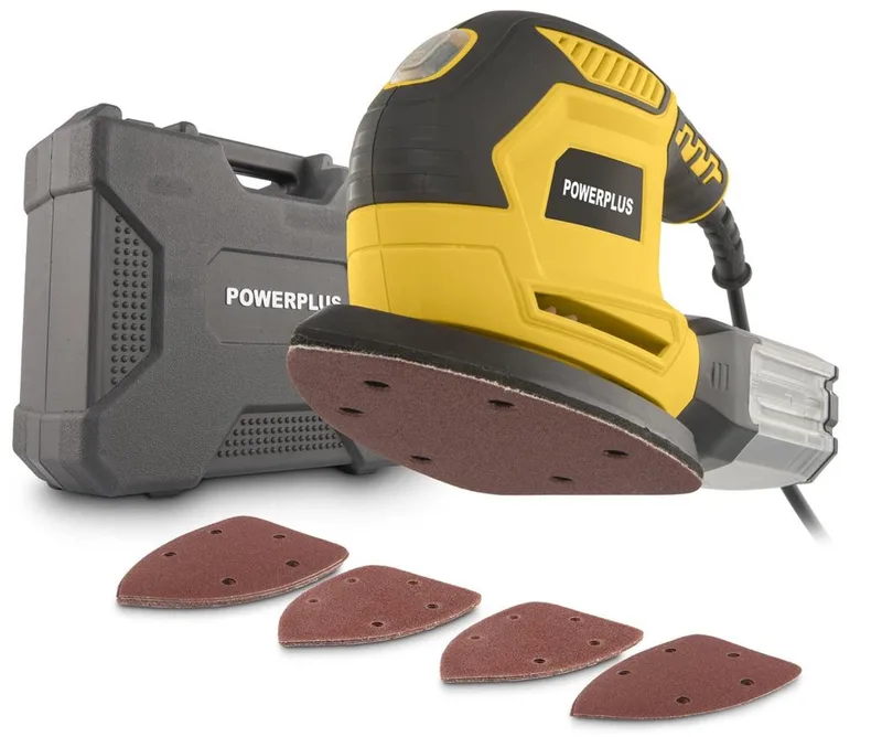 elektrische handpalmschuurmachine POWX04810 - 220 W Multischuurmachine - 15 schuurbladen, stofopvangbak, opbergkoffer by Powerplus – product image 1 of 3