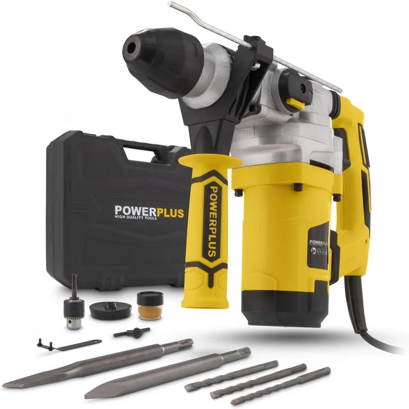Elektrische klopboormachine POWX1175 - 4 in 1: boren hamerboren beitelen en beitelrotatie, 1600 W boormachine, 5 J, SDS plus, 6 accessoires de Powerplus – image du produit