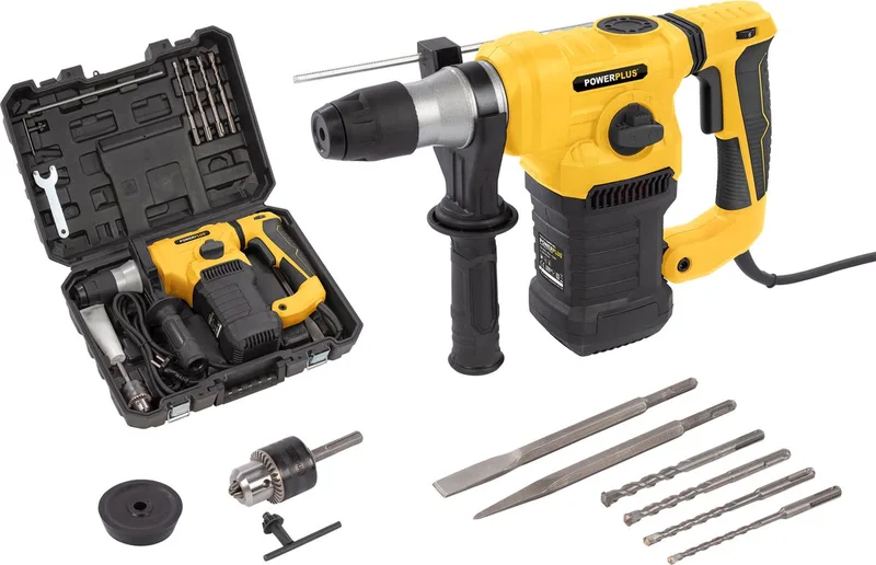 Elektrische klopboormachine POWX1197 - 4 in 1: boren hamerboren beitelen en beitelrotatie, 1500 W boormachine von Powerplus – Produktbild 1 von 6