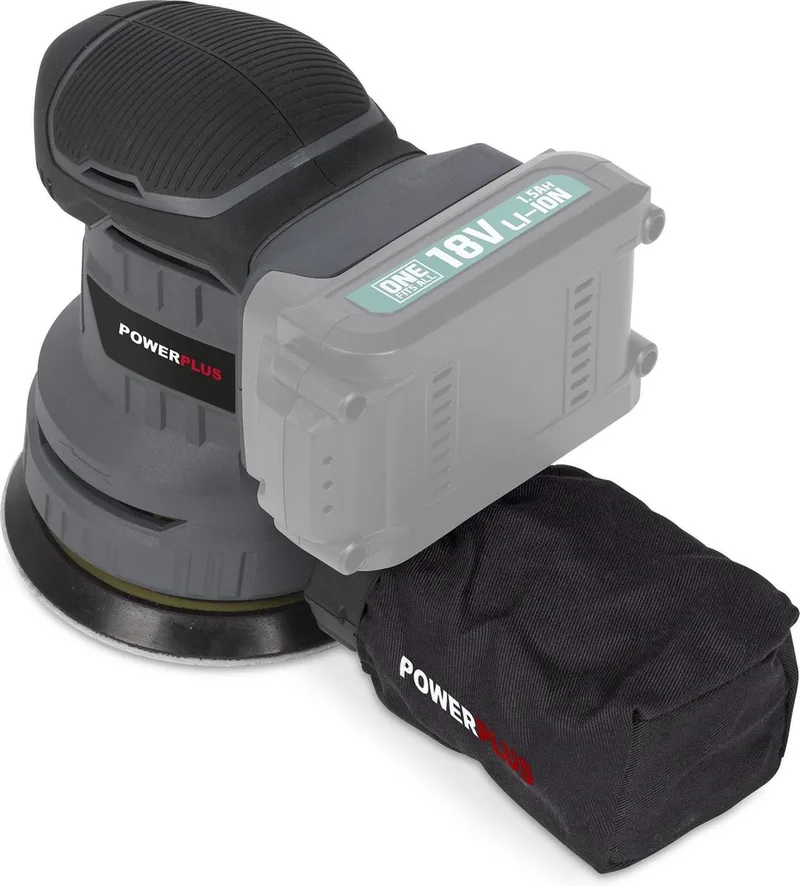 excentrische accu-schuurmachine POWEB4010 - 18V, schuurpapier ᴓ125mm - 20000min-1 - zonder accu en lader, met 1 acc. van Powerplus – productafbeelding 1 van 6