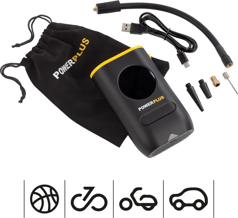 Luchtpomp POWX1710 - compressor van 8V - luchtdebiet van 16l/min - 4 mondstukken by Powerplus, Black – product image
