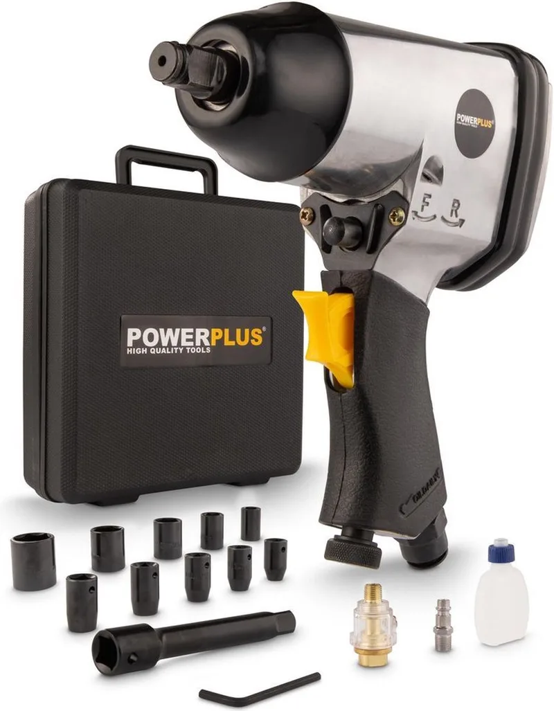 Pneumatische Slagmoersleutel POWAIR0010 - Luchtgedreven Moersleutel van 1/2", 6,3 bar en 7000 tpm, Pneumatisch Gereedschap van Powerplus – productafbeelding 1 van 6