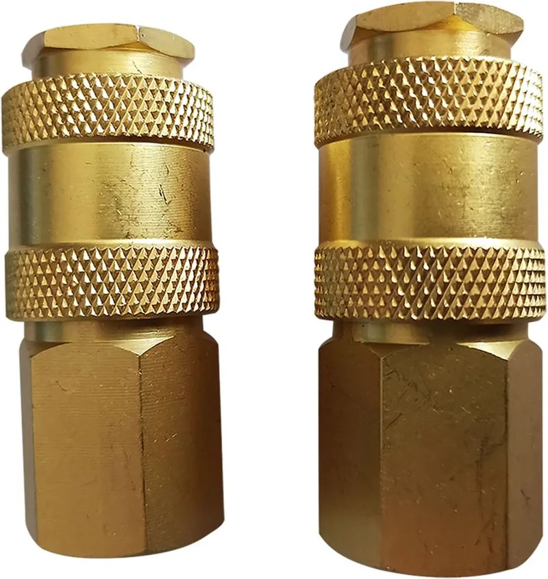 POWAIR0255 Compressor koppelingen - Universele vrouwelijke buitendraad - Vrouwelijke schroefdraad 1/4" - 2stuks - Koper - Rubber greep by Powerplus – product image