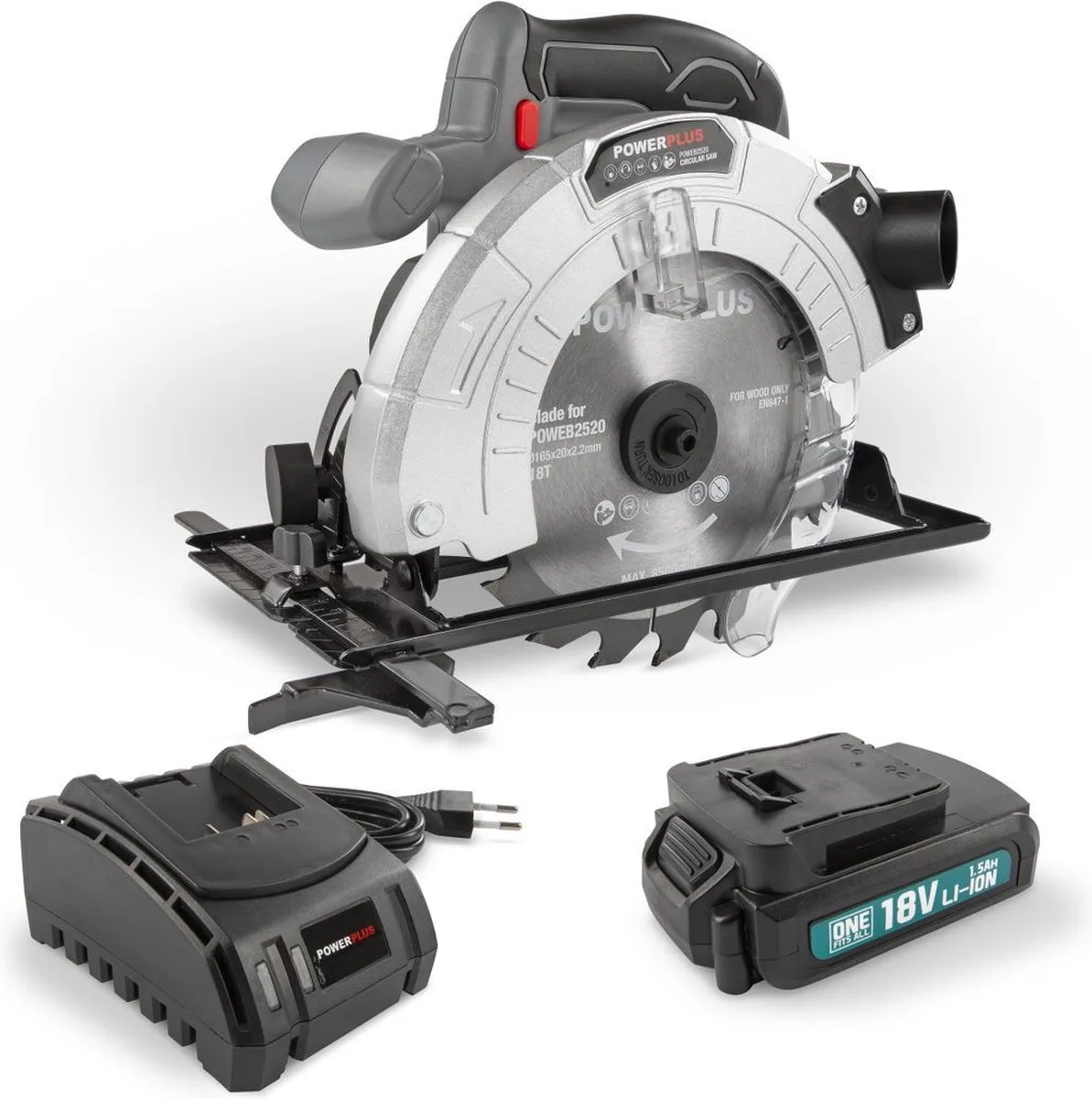POWEBCSS1 Cirkelzaag - 18V Ø 165mm - incl. batterij 18V 1.5Ah + lader de Powerplus – image du produit