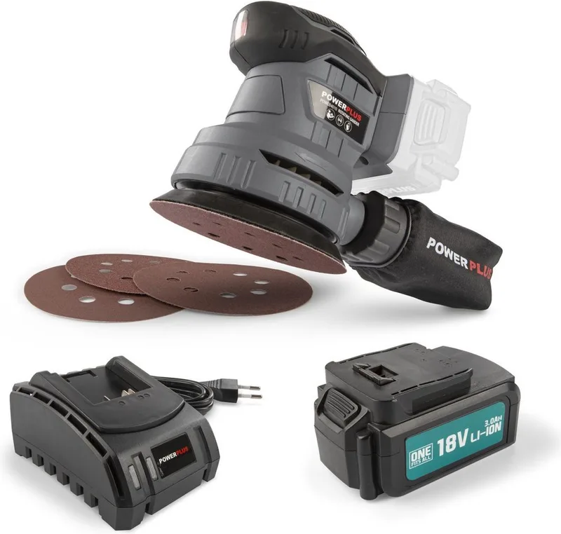 POWEBESS3 Excentrische schuurmachine - 18V+BATT. 3.0AH+Lader de Powerplus – image du produit