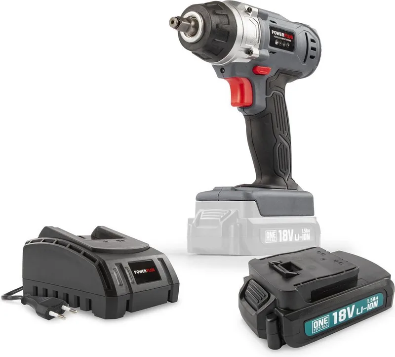 POWEBIWS1 Slagmoersleutel - 18V + Batterij 18V 1.5Ah + Lader by Powerplus – product image