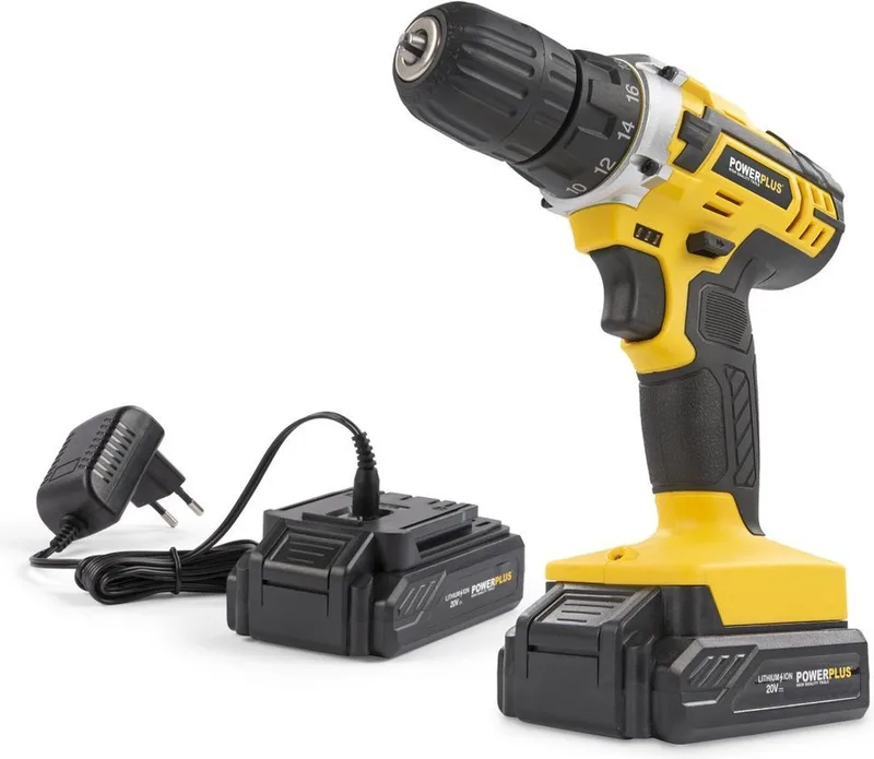 POWX00422 - Schroefboormachine 20V - incl. 2 batterijen 20V 1.5Ah en lader fra Powerplus – produktbillede