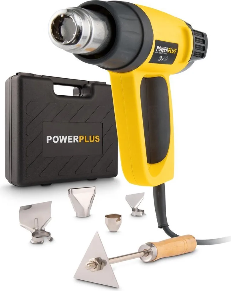 POWX1025 Heteluchtpistool - 2000W - LCD display - 50°-630°C - 200-500l/min - Incl. Opbergkoffer en 5 accessoires by Powerplus – product image