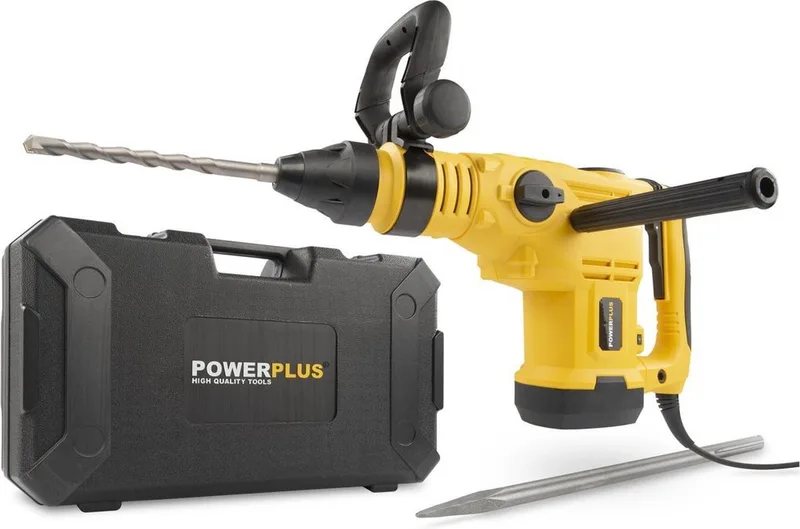 POWX1190 Breekhamer - Boorhamer - Hamerboor en beitel - 1600W - 25 joule - SDS Max - Variabele snelheid - Trilling reductie - Incl. gereedschapskofferkoffer en 2 beitels - Voor beton en steen de Powerplus – image du produit