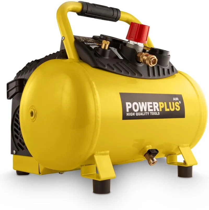 POWX1723 Compressor - Luchtcompressor - 1100W - 10 bar - Olievrij - 12L tankinhoud de Powerplus, Jaune – image du produit