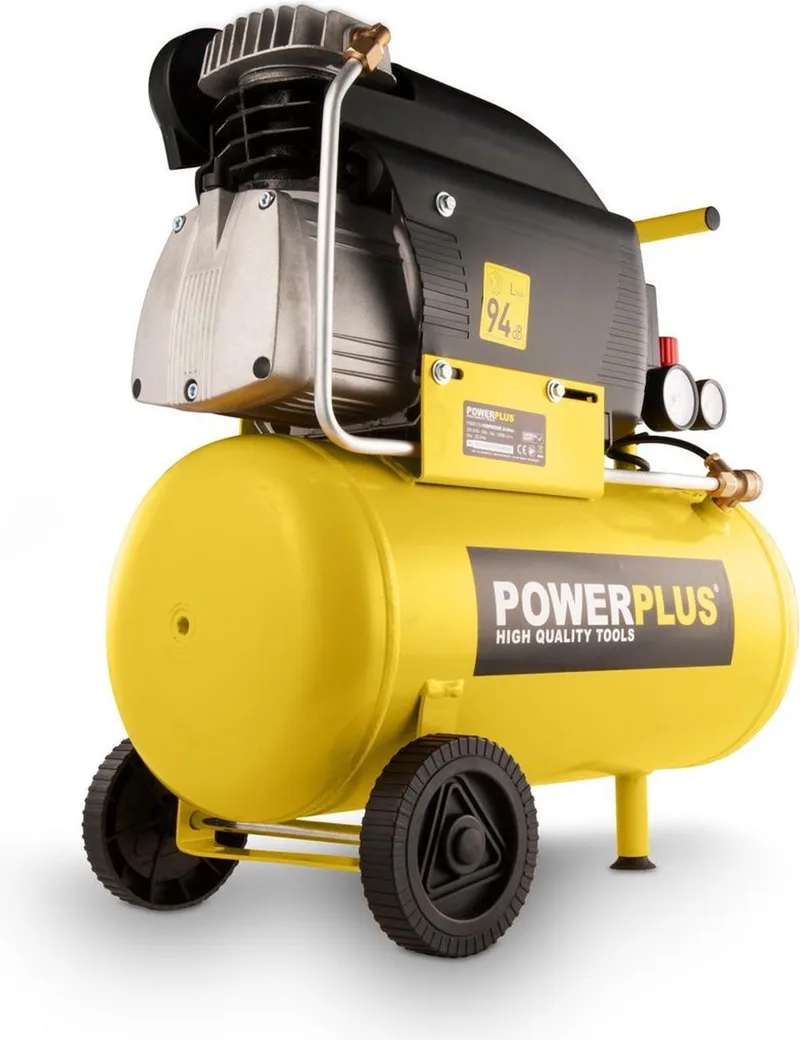 POWX1735 Compressor - Luchtcompressor - 1500W - 8 bar - 24L tankinhoud von Powerplus, Gelb – Produktbild