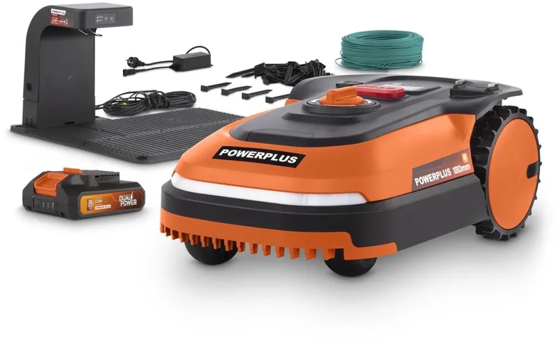 Robotmaaier POWDPGRMS1 borstelloos Dual Power Garden 20V - met batterij van Powerplus – productafbeelding