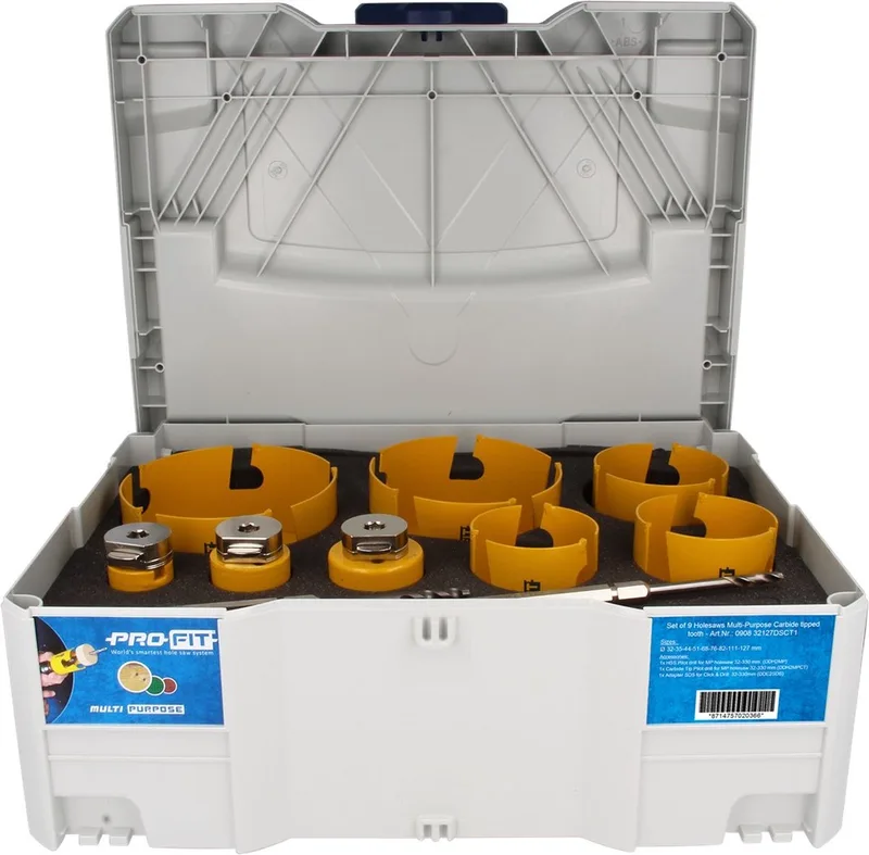 Multi Purpose gatzagen set in T-Loc Systainer 9 stuks 32-35-44-51-68-76-82-111-127 mm met adapters ACTIE fra Pro-Fit – produktbillede