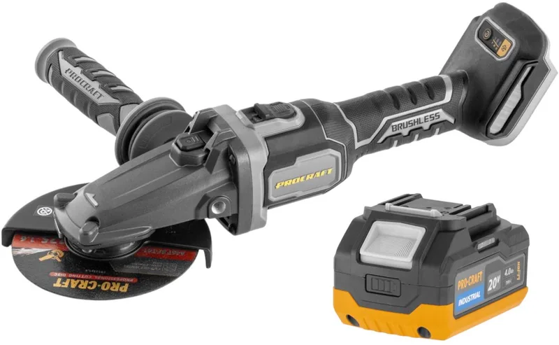 AG125Cbb accu-haakse slijper met platte kop 20 V 125 mm borstelloos Solo - zonder accu, zonder oplader von Procraft – Produktbild
