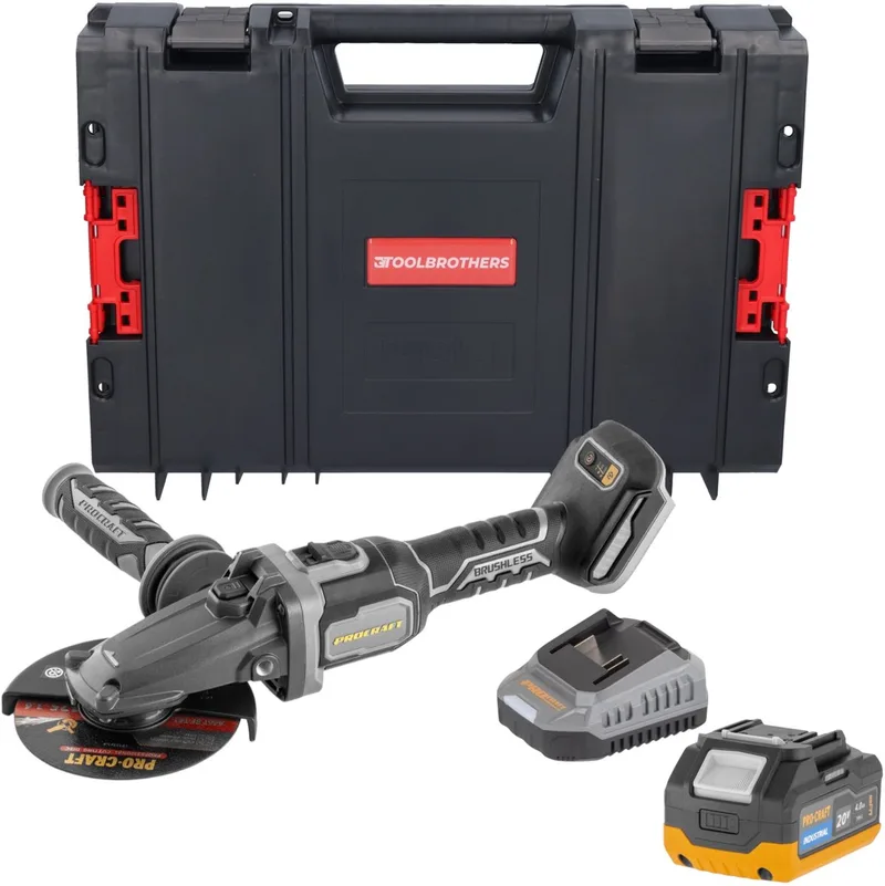 AG125Cbb accu-haakse slijper met platte kop 20 V 125 mm borstelloos Solo - zonder accu, zonder oplader von Procraft – Produktbild