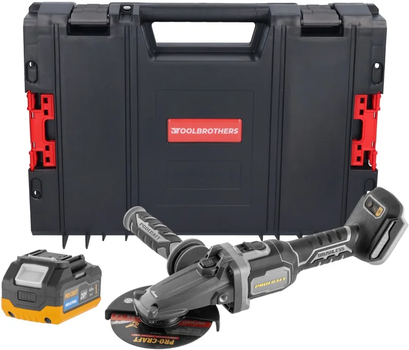 AG125Cbb accu-haakse slijper met platte kop 20 V 125 mm borstelloos Solo - zonder accu, zonder oplader by Procraft – product image